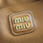 Miu Arcadie Small 19cm Bowling Handbag Camel Cowhide 280990