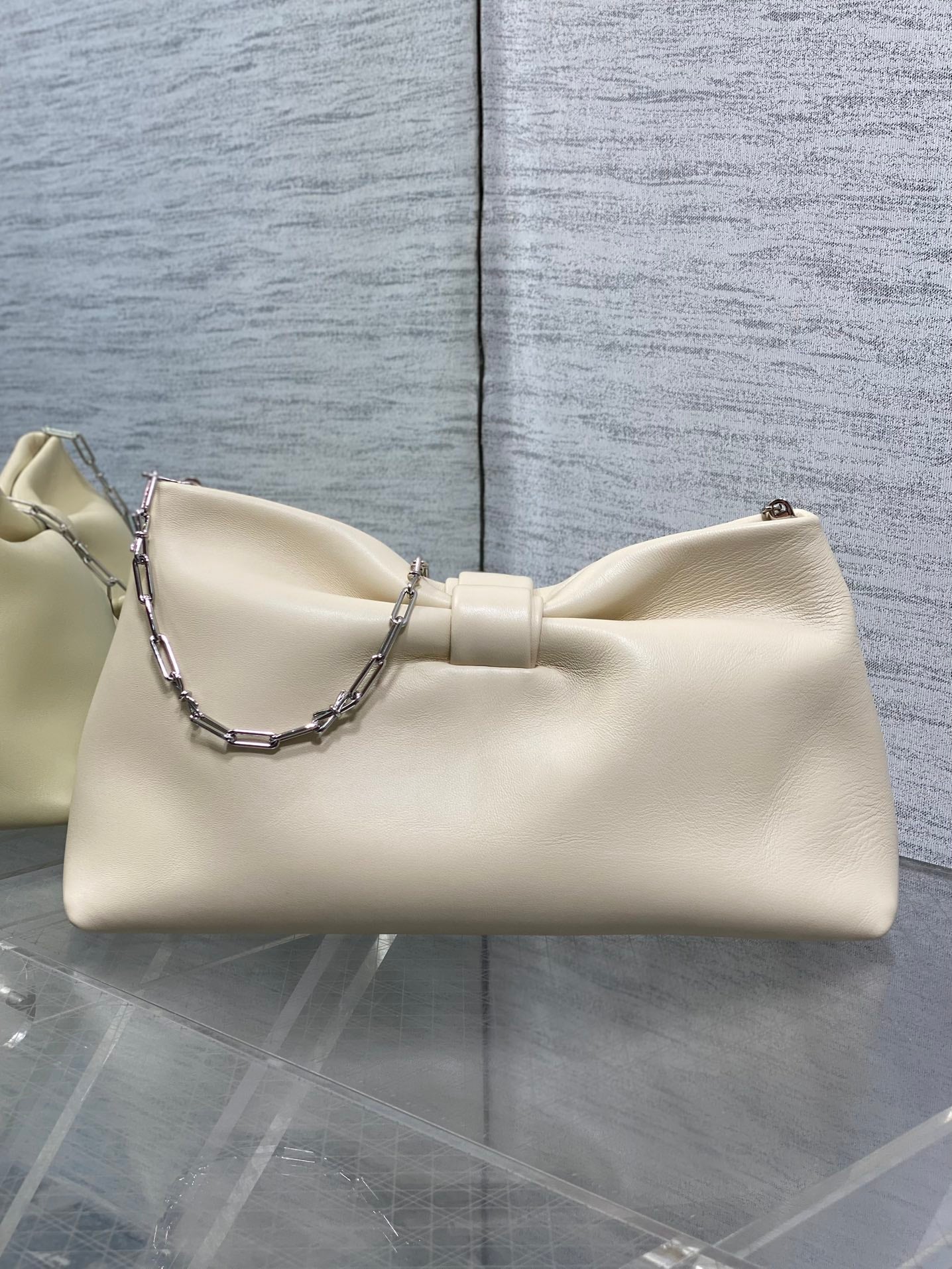 Dior 26 Bow Chain Bag in Ivory Lambskin