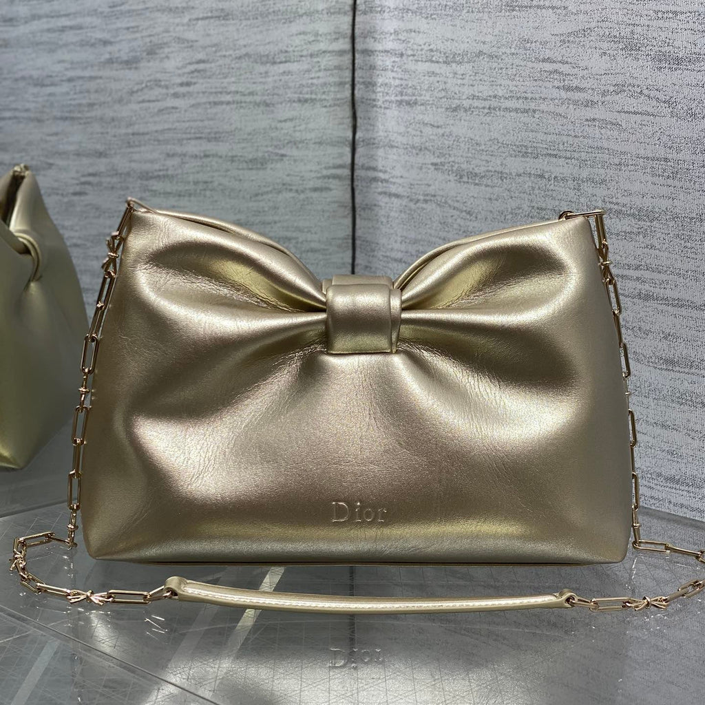 Dior 26 Bow Chain Bag in Gold Lambskin