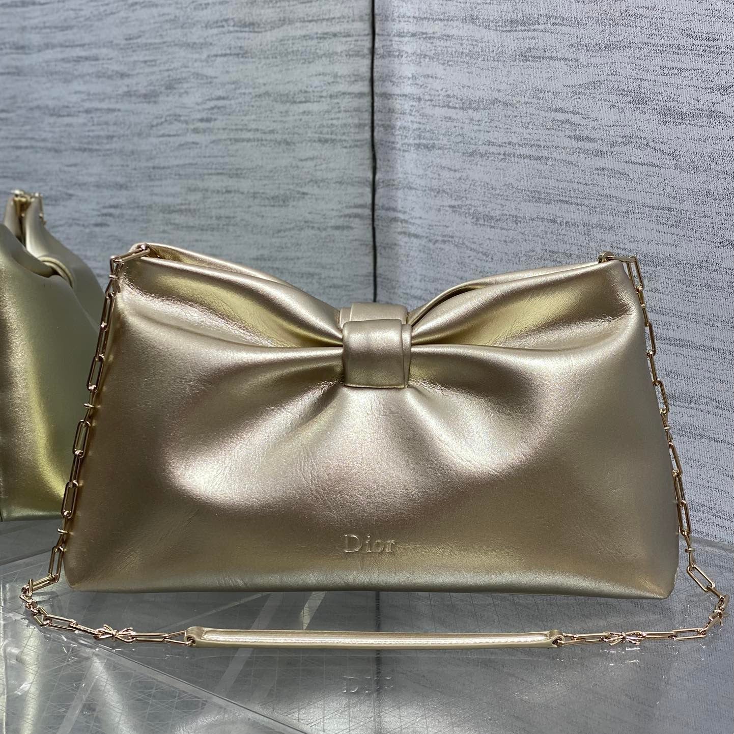 Dior 26 Bow Chain Bag in Gold Lambskin