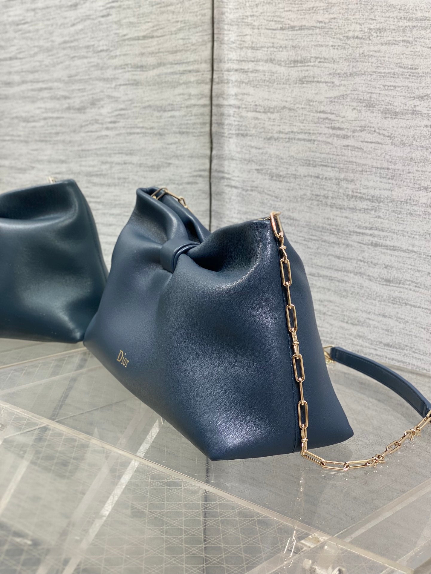 Dior 26 Bow Chain Bag in Navy Blue Lambskin