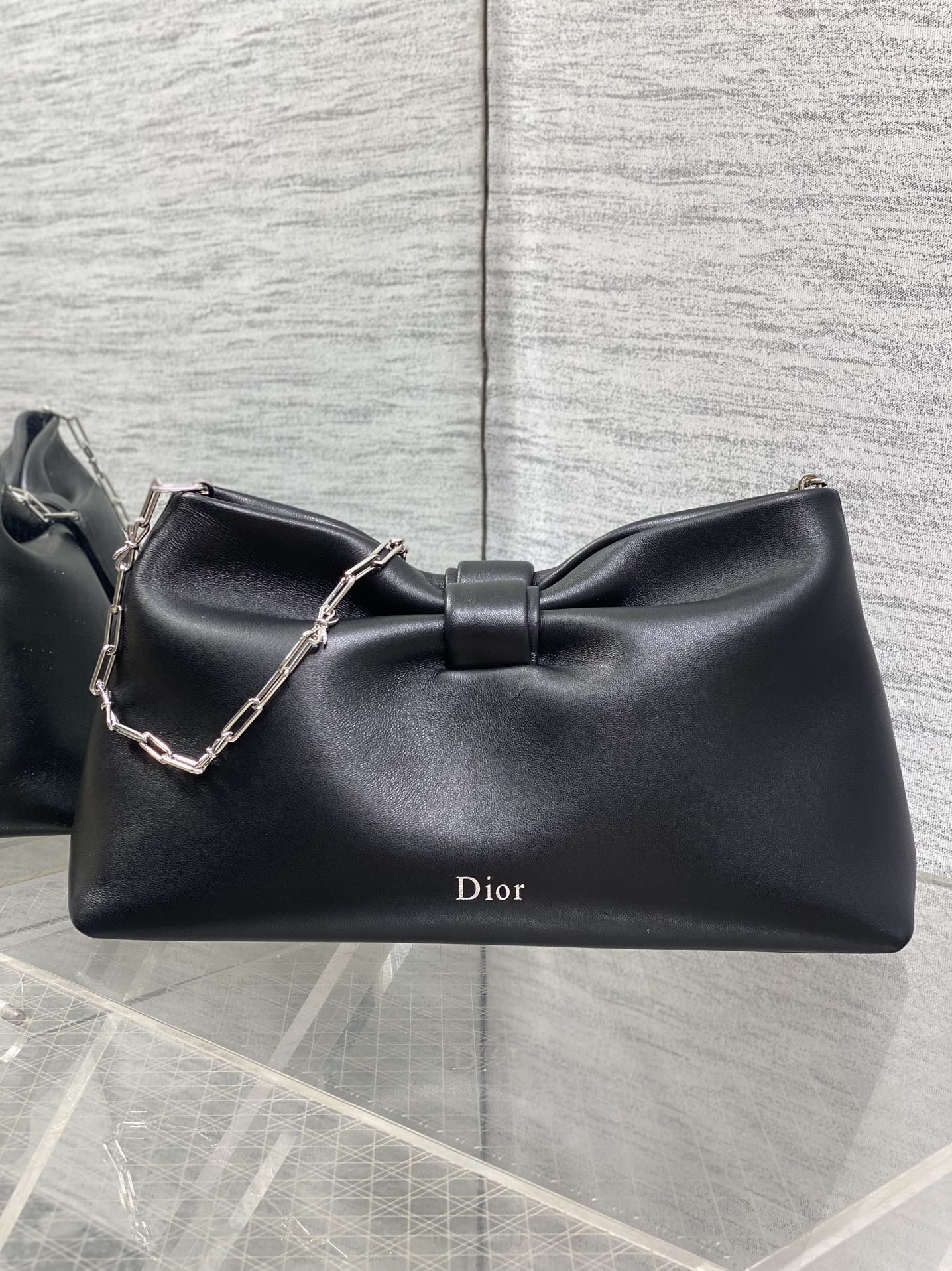 Dior 26 Bow Chain Bag in Black Lambskin