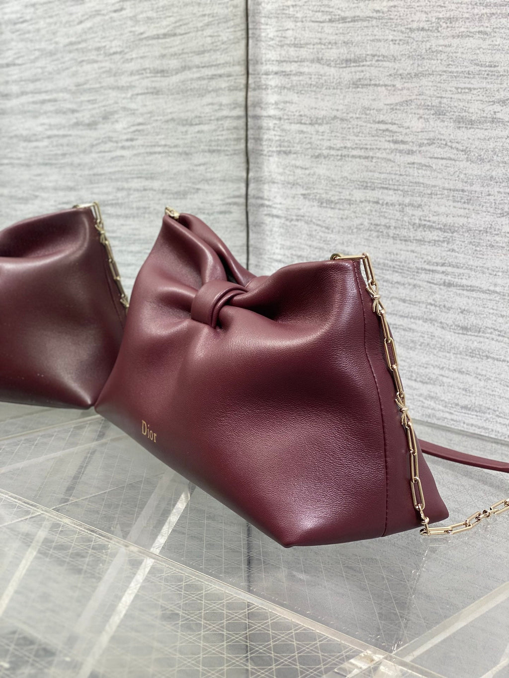 Dior 26 Bow Chain Bag in Burgundy Lambskin