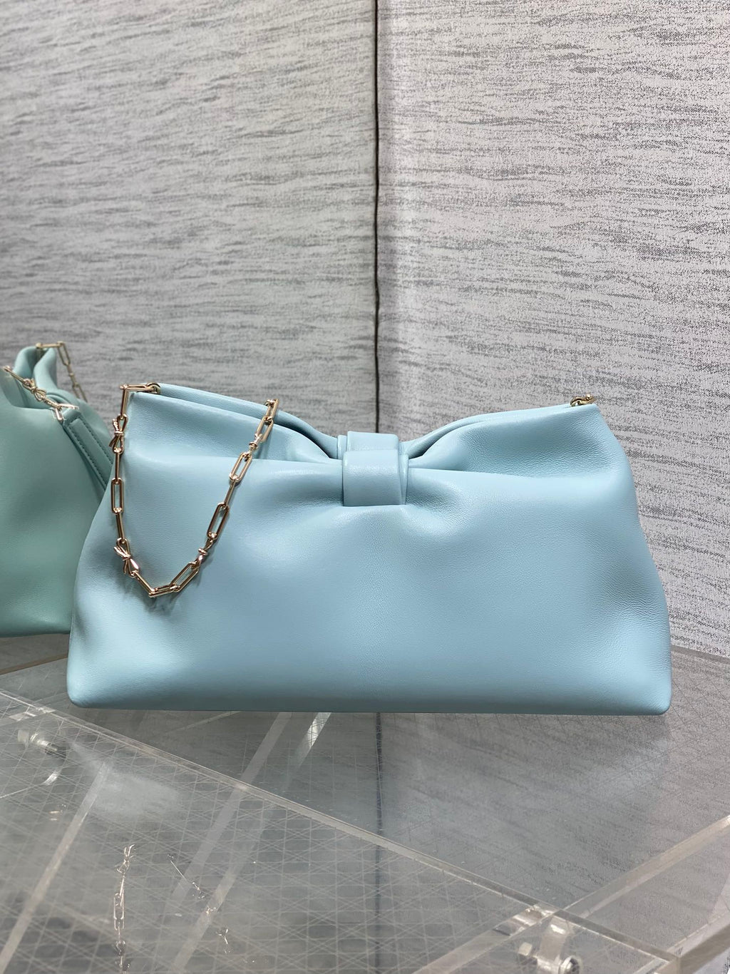 Dior 26 Bow Chain Bag in Blue Lambskin