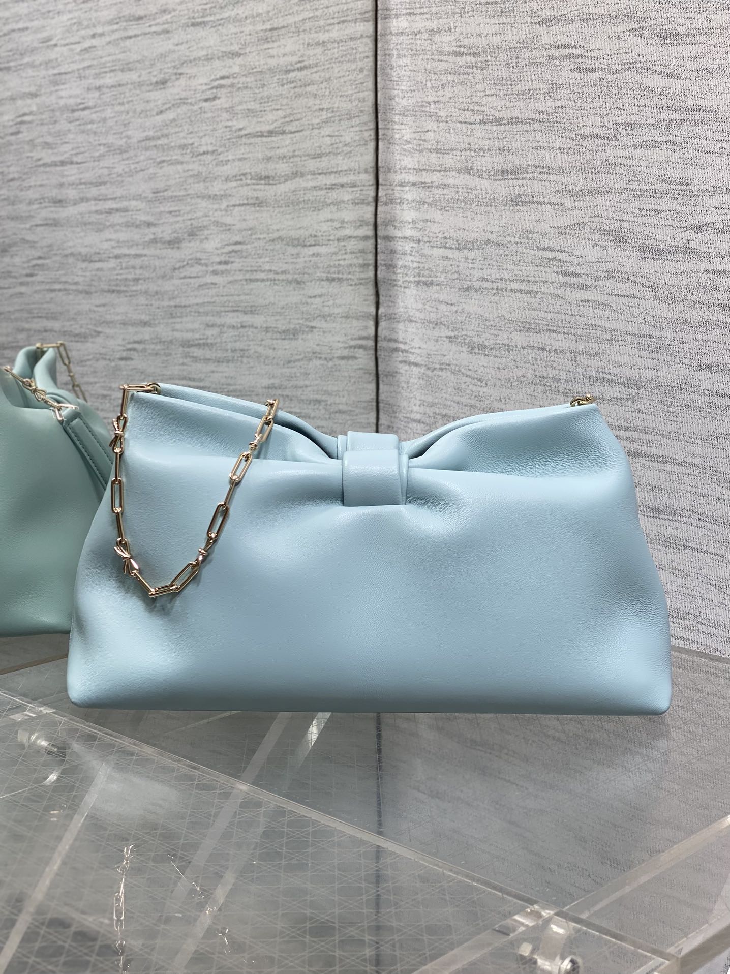 Dior 26 Bow Chain Bag in Blue Lambskin