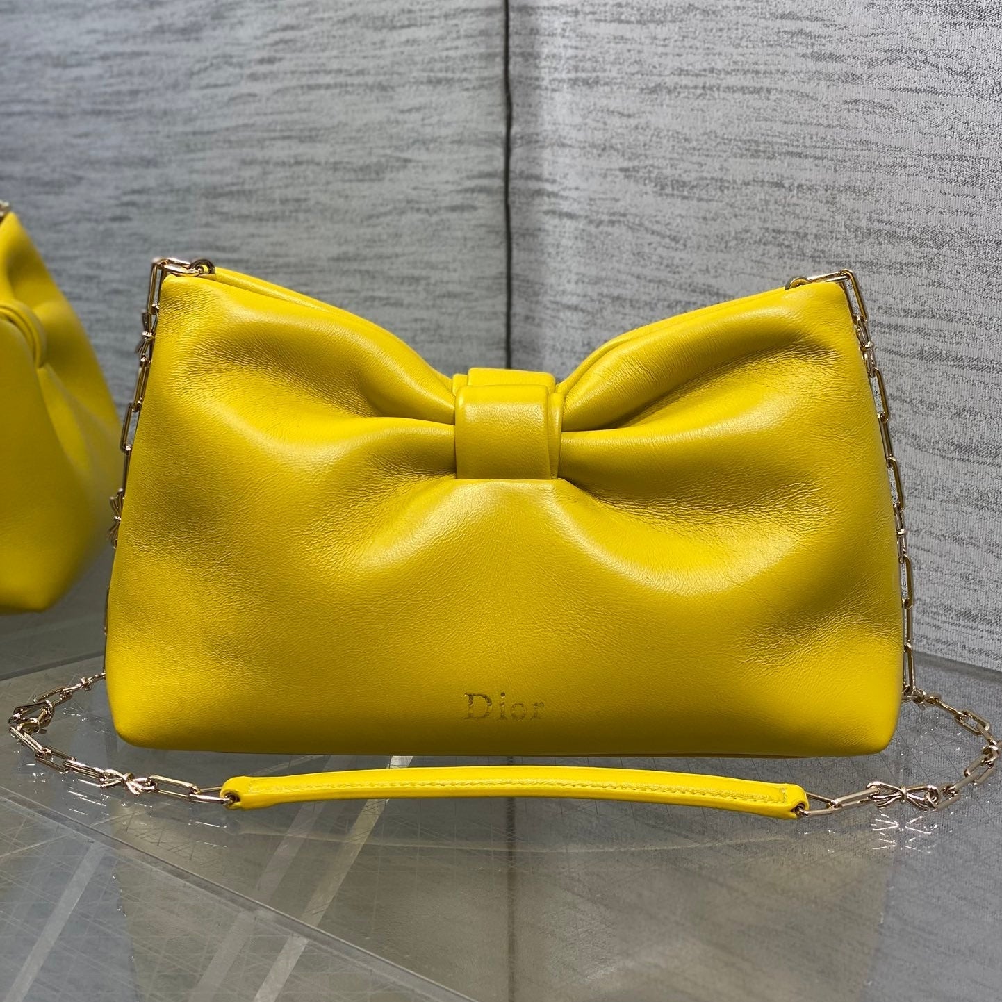 Dior 26 Bow Chain Bag in Yellow Lambskin