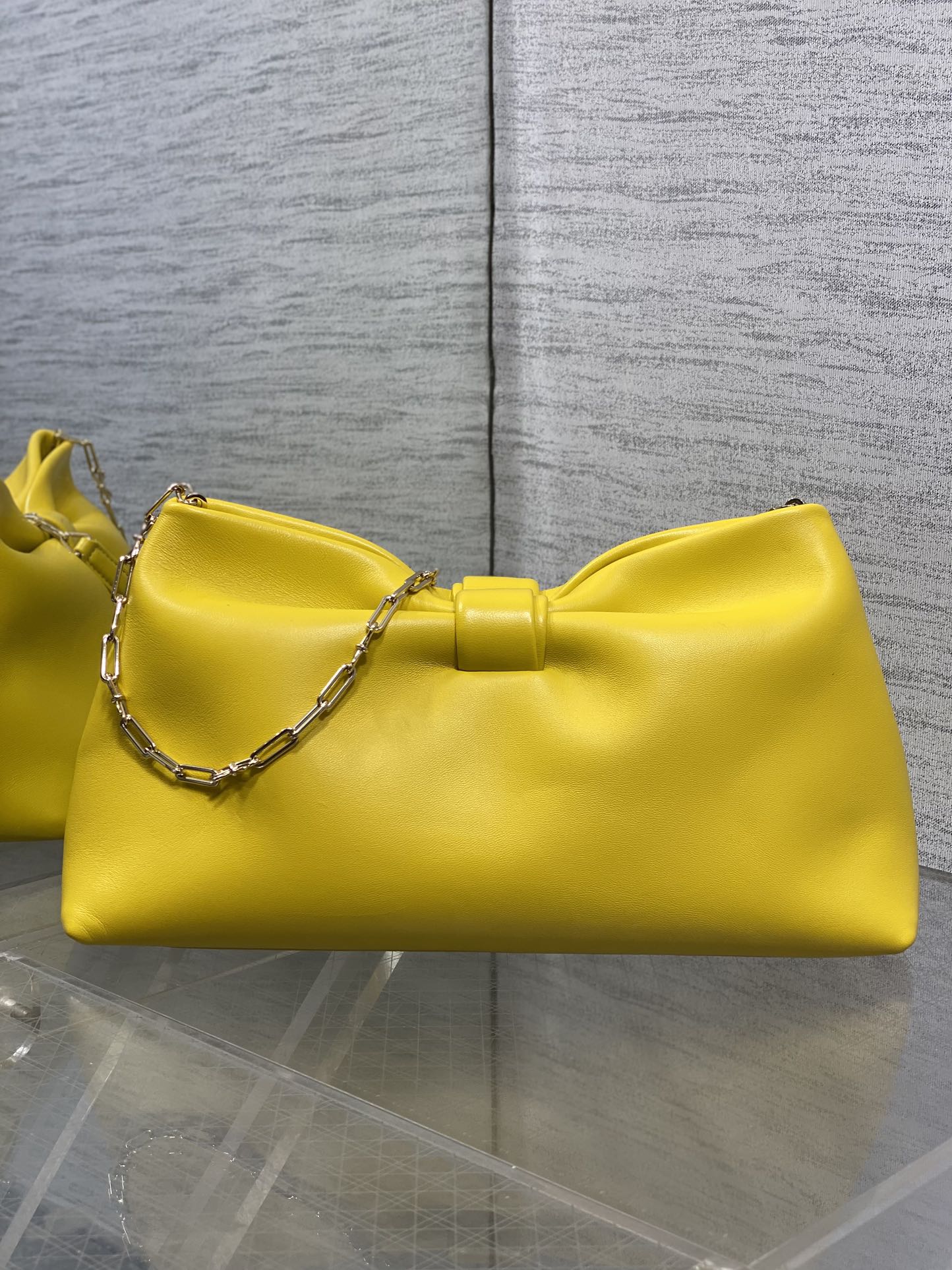 Dior 26 Bow Chain Bag in Yellow Lambskin
