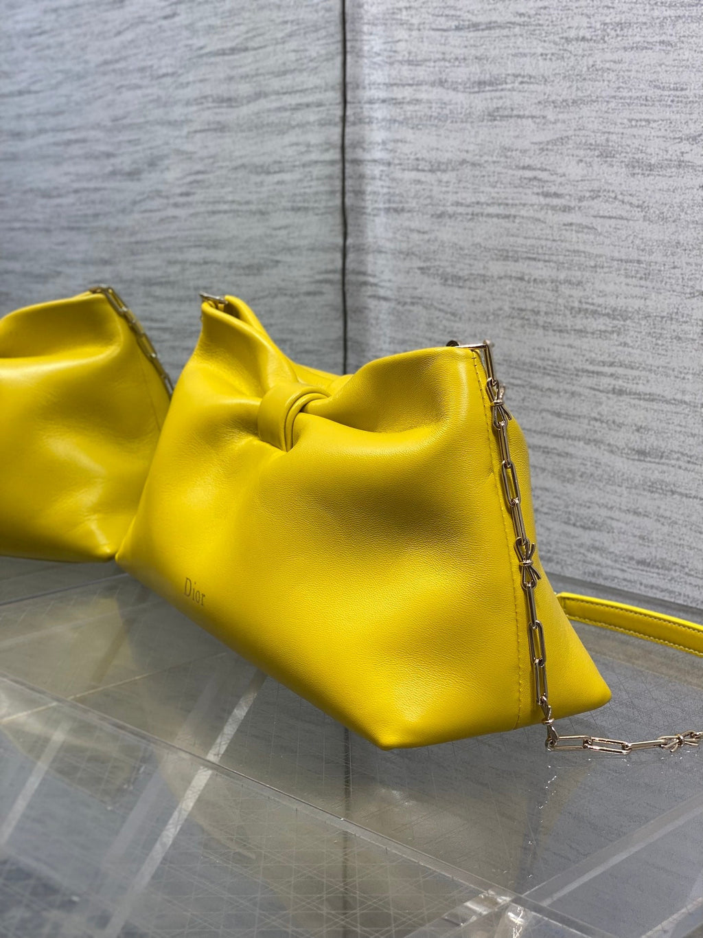 Dior 26 Bow Chain Bag in Yellow Lambskin