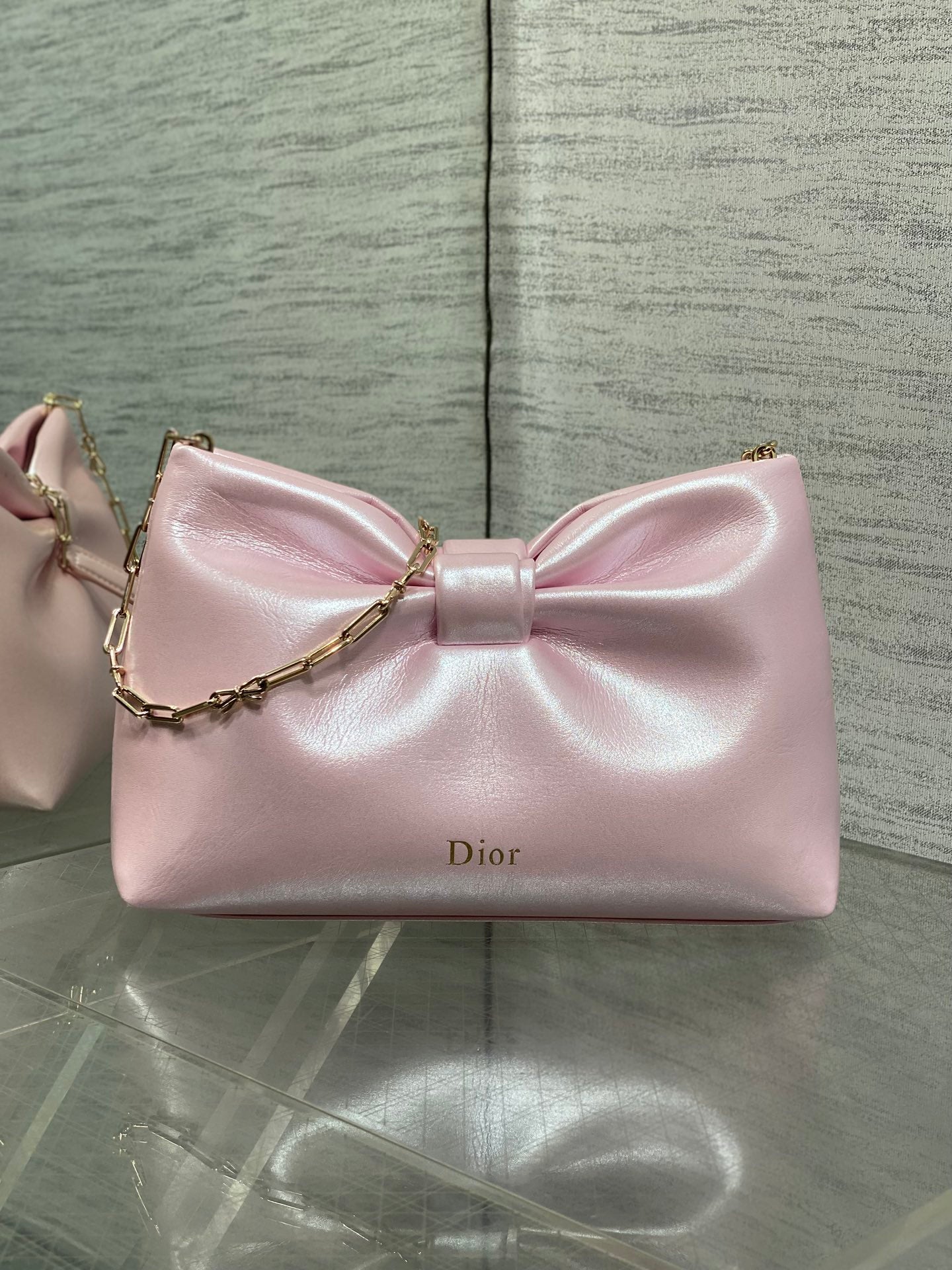 Dior 26 Bow Chain Bag in Glossy Pink Lambskin