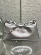 Dior 26 Bow Chain Bag in Silver Lambskin