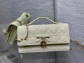 Dior 26 Bow Pearl Chain Clutch In Ivory Glossy Lambskin GHW