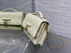 Dior 26 Bow Pearl Chain Clutch In Ivory Glossy Lambskin GHW