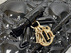Dior 26 Bow Pearl Chain Clutch In Black Glossy Lambskin GHW
