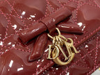 Dior 26 Bow Pearl Chain Clutch In Burgundy Glossy Lambskin GHW