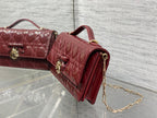 Dior 26 Bow Pearl Chain Clutch In Burgundy Glossy Lambskin GHW
