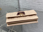 Dior 26 Bow Pearl Chain Clutch Two Tone Beige Burgundy Lambskin GHW