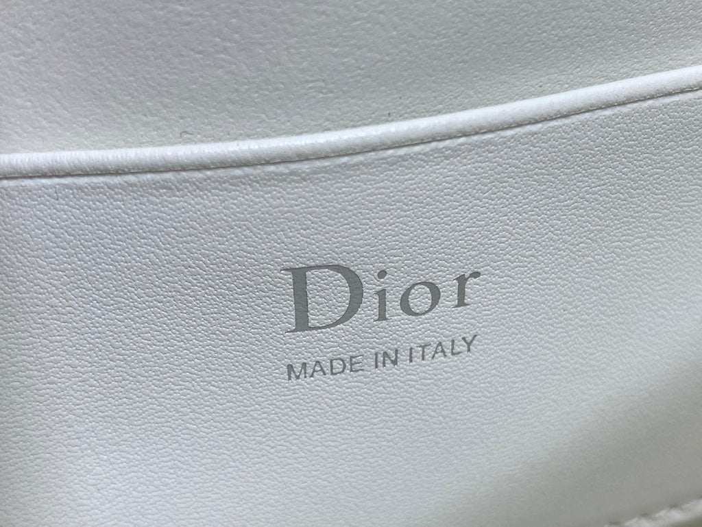 Dior 26 Bow Pearl Chain Clutch Two Tone White Black Lambskin SHW