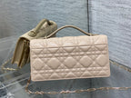 Dior 26 Bow Pearl Chain Clutch Two Tone Beige Army Green Lambskin GHW