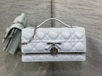 Dior 26 Bow Pearl Chain Clutch Light Grey Lambskin SHW