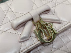 Dior 26 Bow Pearl Chain Clutch Pink Lambskin GHW