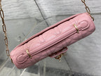 Dior 26 Bow Pearl Chain Clutch Powder Pink Lambskin GHW