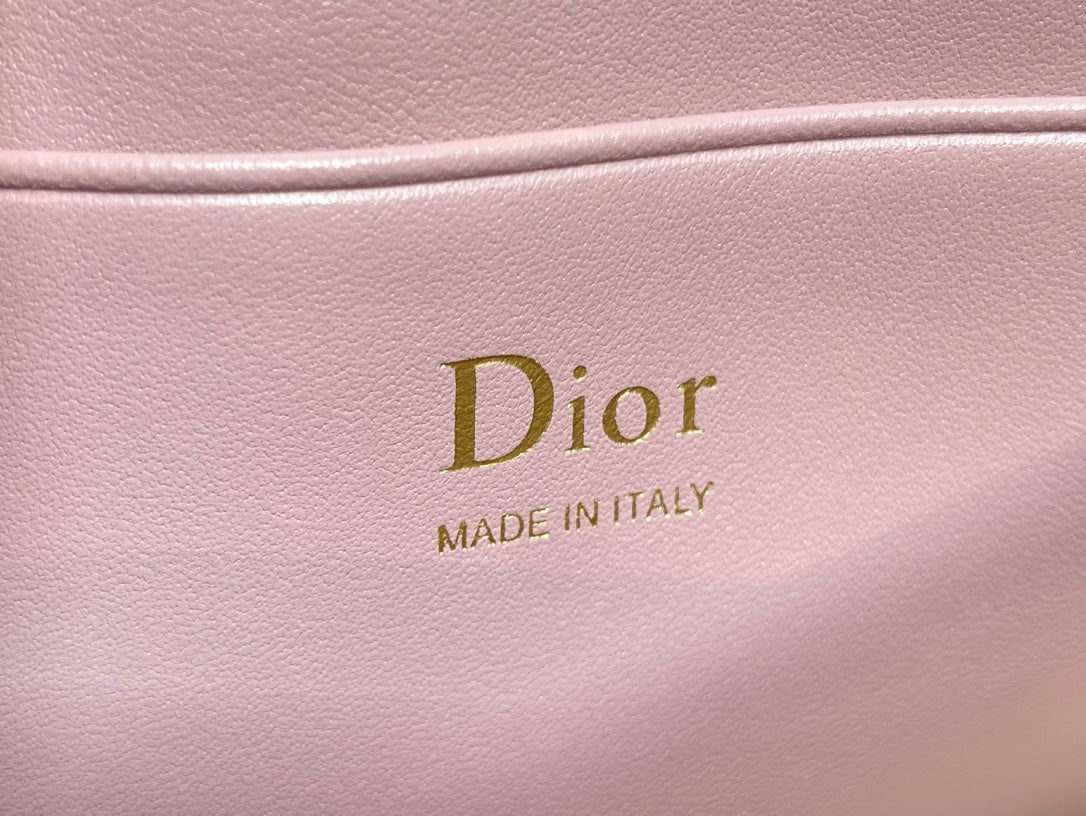 Dior 26 Bow Pearl Chain Clutch Powder Pink Lambskin GHW