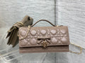 Dior 26 Bow Pearl Chain Clutch Chocolate Brown Lambskin GHW