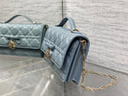 Dior 26 Bow Pearl Chain Clutch Blue Lambskin GHW