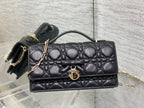 Dior 26 Bow Pearl Chain Clutch Black Lambskin GHW