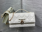 Dior 26 Bow Pearl Chain Clutch White Lambskin GHW