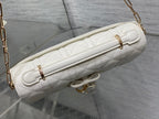 Dior 26 Bow Pearl Chain Clutch White Lambskin GHW