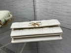 Dior 26 Bow Pearl Chain Clutch White Lambskin GHW