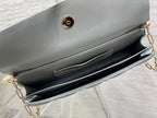 Dior 26 Bow Pearl Chain Clutch Cement Gray Lambskin GHW