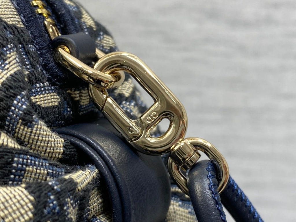 Dior 26 Bow Pouch 20cm in Blue Jacquard Lambskin
