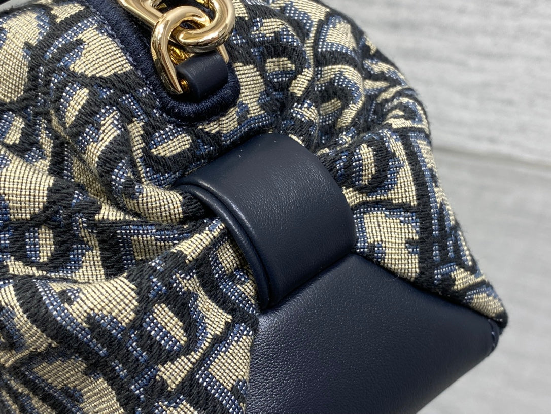 Dior 26 Bow Pouch 20cm in Blue Jacquard Lambskin