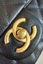 Chanel Mini Flap Handle 19.5cm Black in Caviar leather 284669
