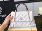 CHL -  Coco Handle Quilted Lizard Handle Bag 24LO Caviar Leather Gold Hardware Spring/SuMM - er Act 1 Collection, White