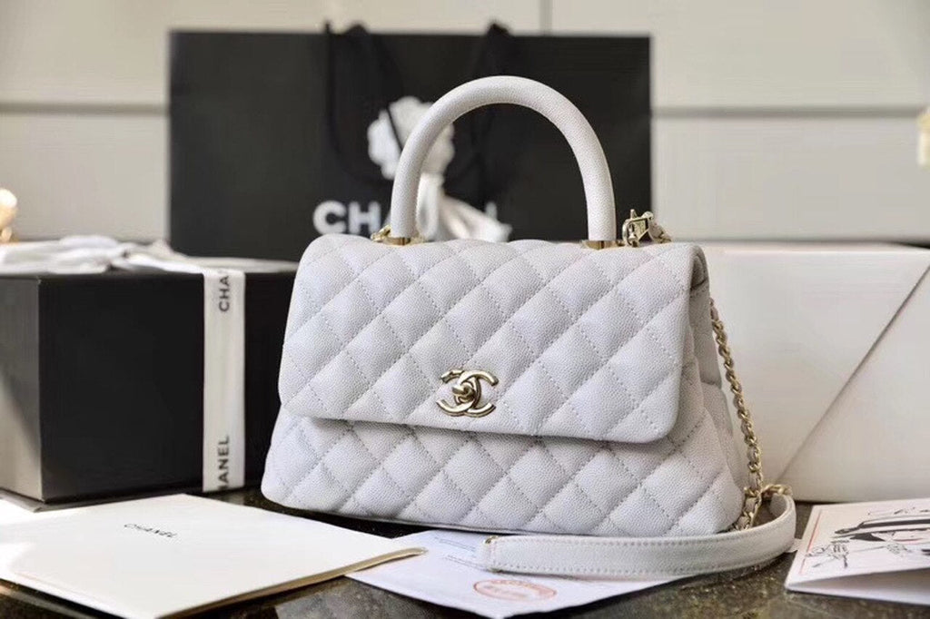 CHL -  Coco With Top Handle Bag Gold Toned Hardware White For Women 9.4in/24LO