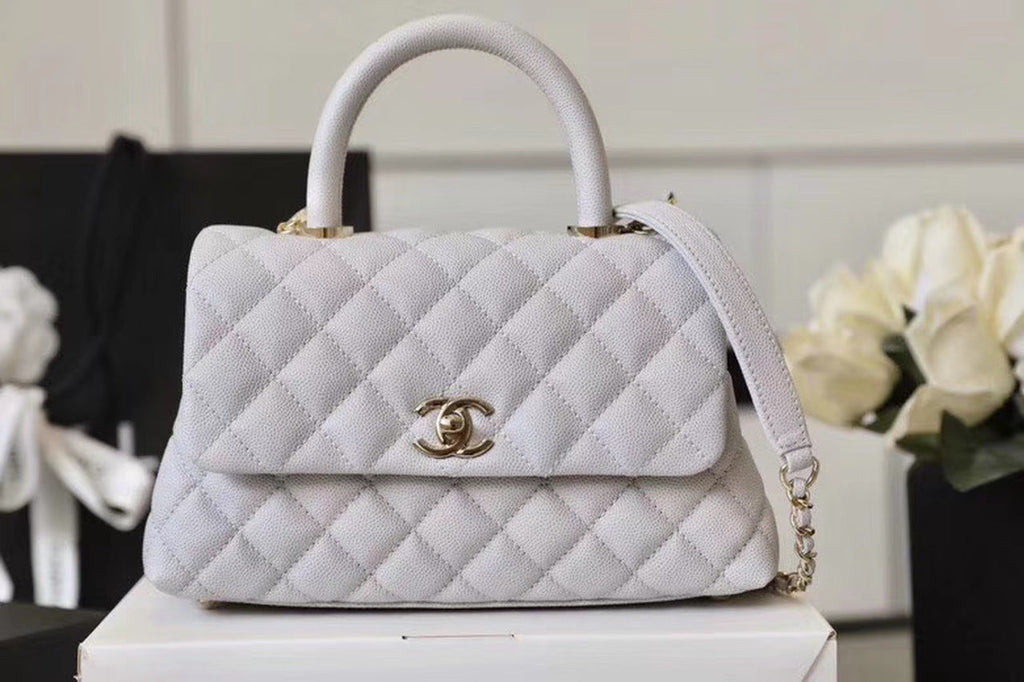 CHL -  Coco With Top Handle Bag Gold Toned Hardware White For Women 9.4in/24LO