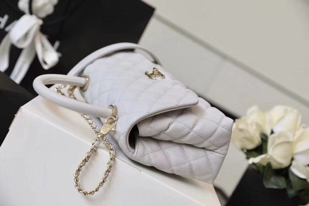 CHL -  Coco With Top Handle Bag Gold Toned Hardware White For Women 9.4in/24LO