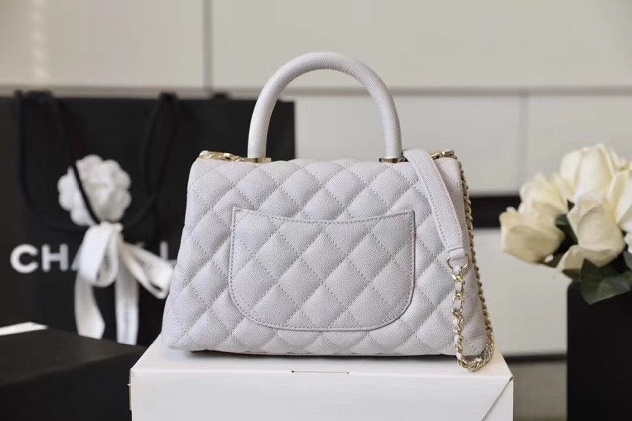 CHL -  Coco With Top Handle Bag Gold Toned Hardware White For Women 9.4in/24LO