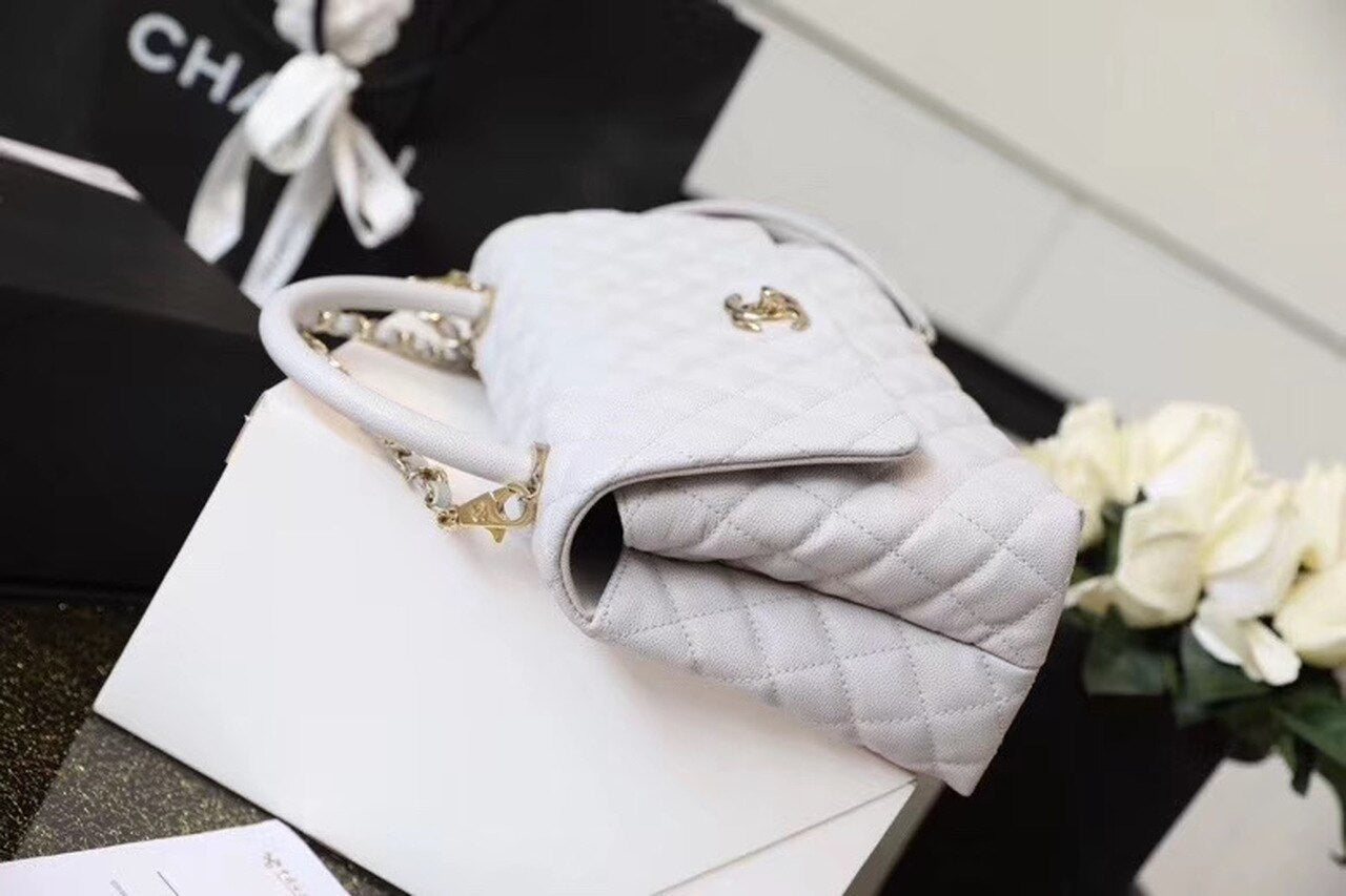 CHL -  Coco With Top Handle Bag Gold Toned Hardware White For Women 11.4in/29LO