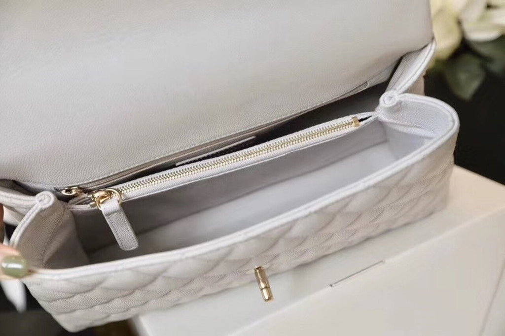 CHL -  Coco With Top Handle Bag Gold Toned Hardware White For Women 11.4in/29LO