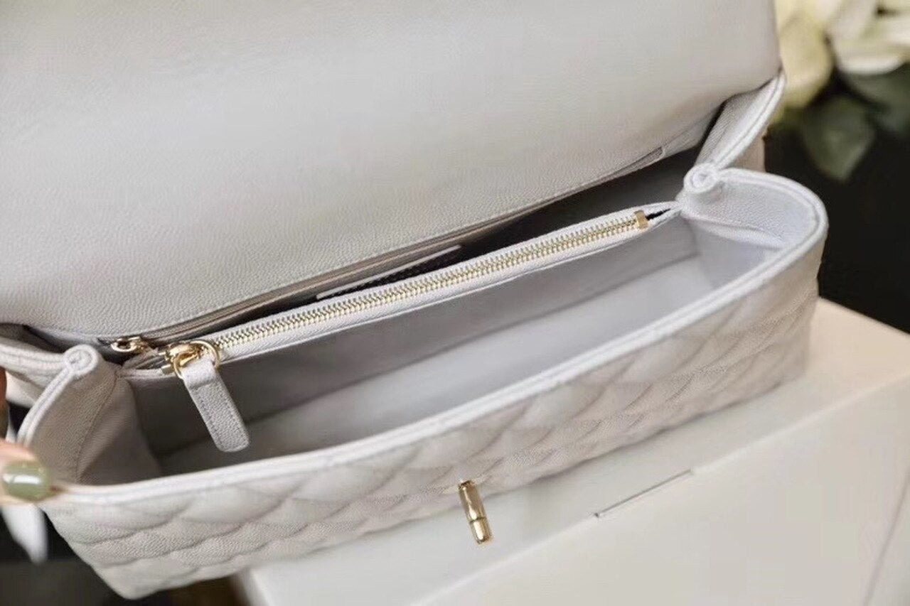 CHL -  Coco With Top Handle Bag Gold Toned Hardware White For Women 11.4in/29LO