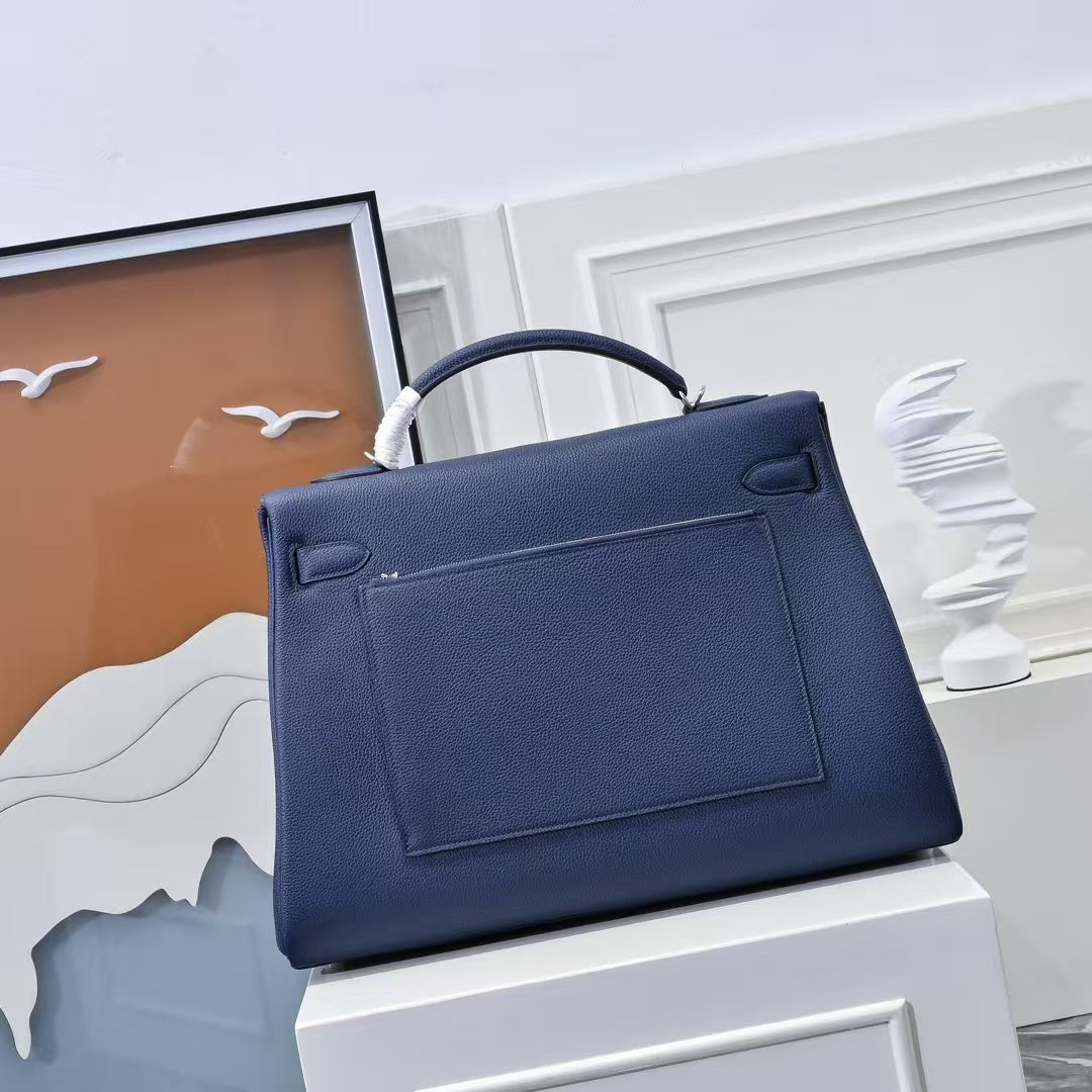 HM Kelly 42cm For Men Navy Blue Togo Leather Sliver Hardware (Need 25 days to produce)