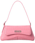 Blnciaga XX Small Croc-Embossed Leather Flap Shoulder Bag