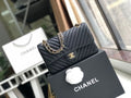 CHL -  Chevron Classic Handbag Gold Toned Hardware Black For Women, Women’s Bags, Shoulder And Crossbody Bags 10.2in/26LO