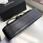 CHL -  Chevron Classic Handbag Gold Toned Hardware Black For Women, Women’s Bags, Shoulder And Crossbody Bags 10.2in/26LO