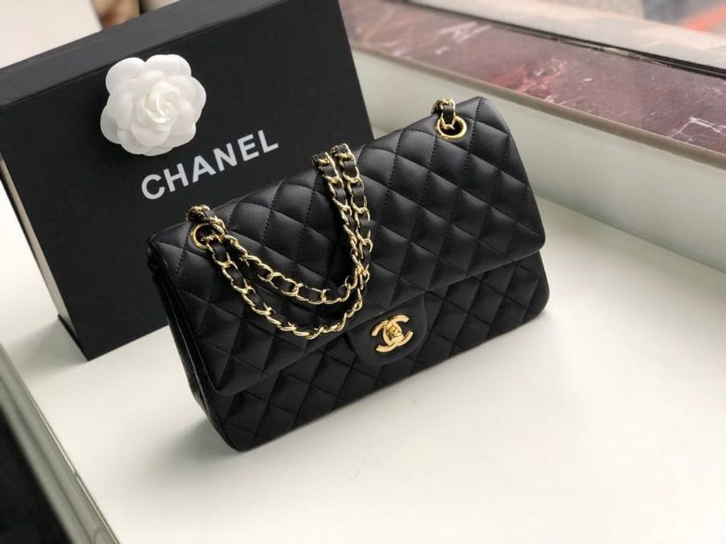 CHL -  Classic Handbag Gold Toned Hardware Black For Women Bags, Shoulder And Crossbody Bags 10.2in/26LO A01112