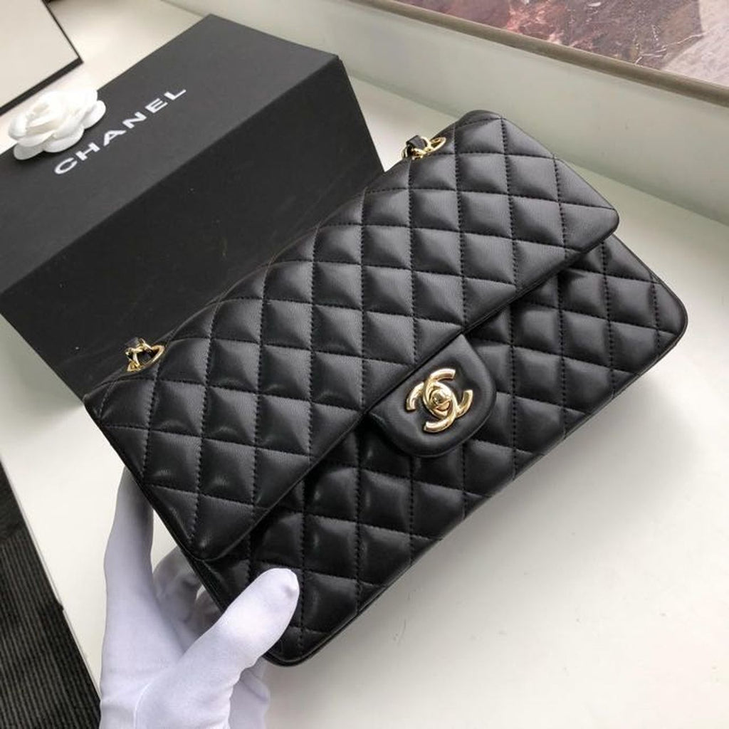 CHL -  Classic Handbag Gold Toned Hardware Black For Women Bags, Shoulder And Crossbody Bags 10.2in/26LO A01112